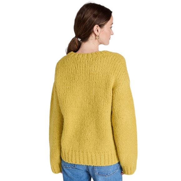 RE/DONE 50s V Neck Chunky Knit Pullover Sweater in Chartreuse - Picture 3 of 8